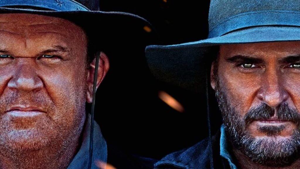 cartel de la película The Sisters Brothers, Primer plano de los dos protagonistas con sombrero y semblante serio